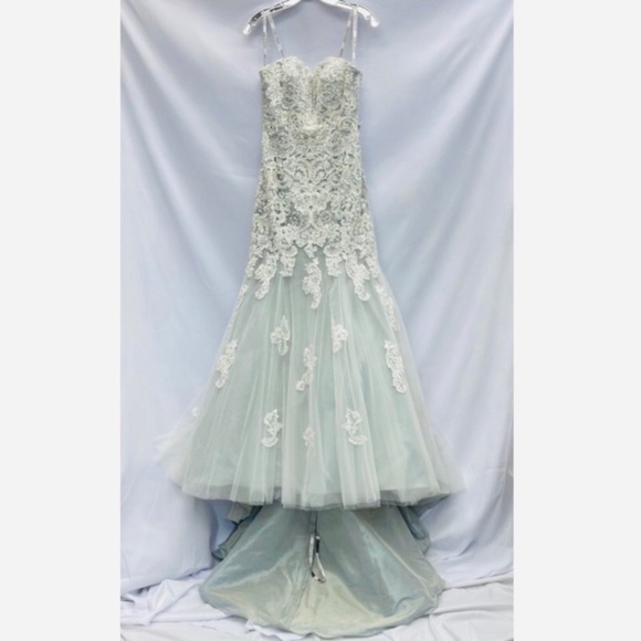 David Tutera Wedding Gown soft baby blue underly - Picture 7 of 15